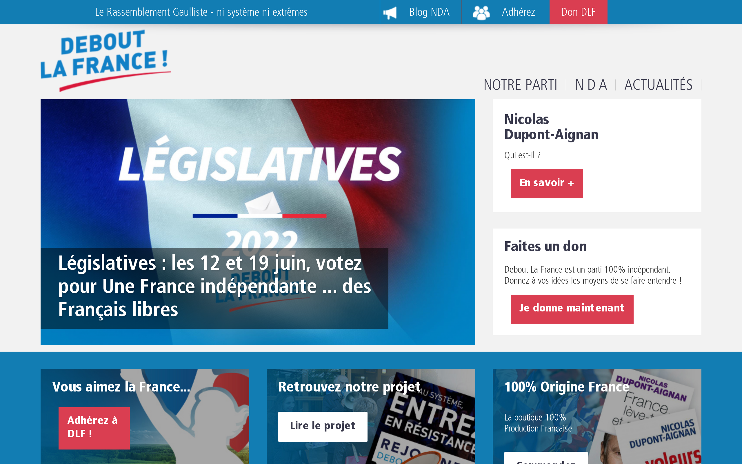 Copie d'écran de https://www.debout-la-france.fr