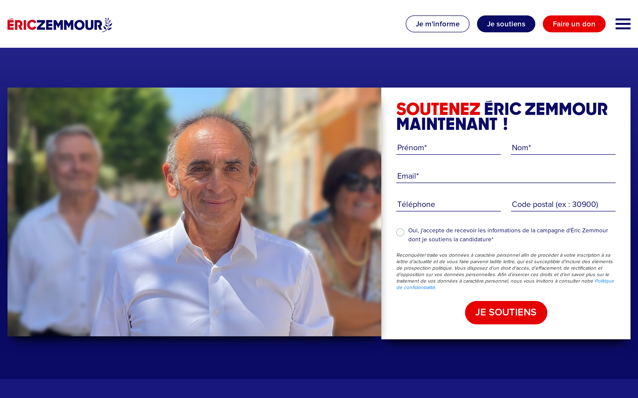 Copie d'écran de https://www.zemmour2022.fr